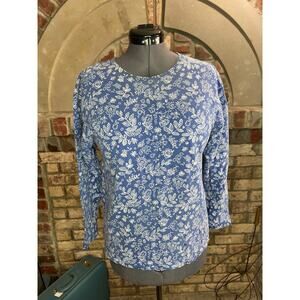 top long sleeve floral blue white